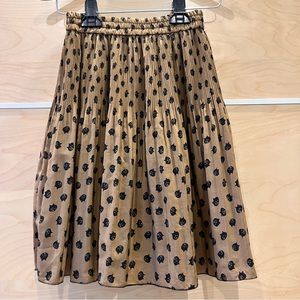 Handmade Italian 100%silk Pleated A line Skirt with Cat Pattern